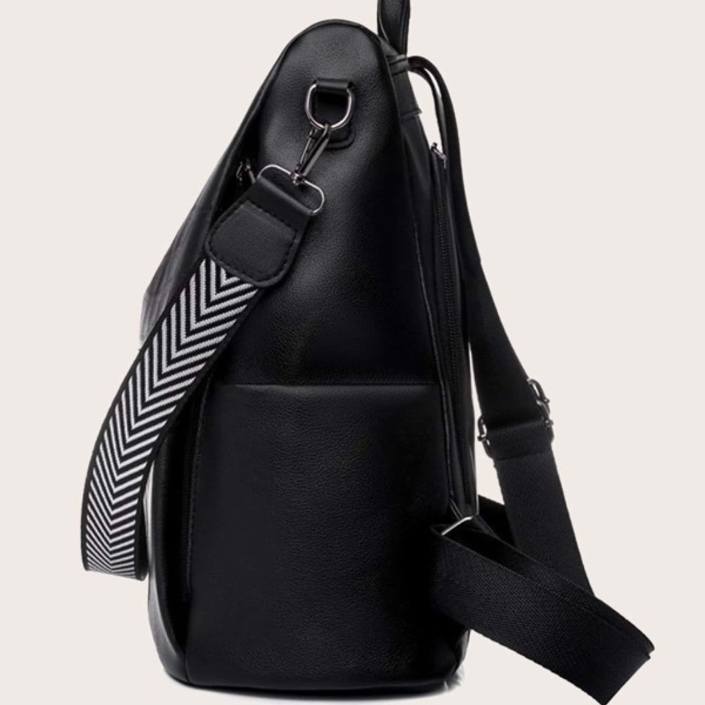 Classic Vegan Leather Zipper Mini Back Pack Minimalist - Picture 8 of 11